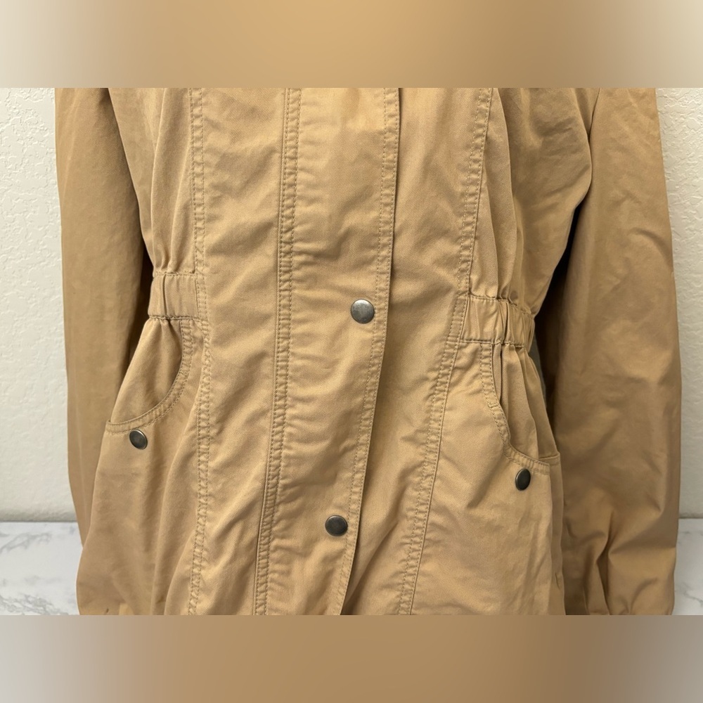 Old Navy Jacket Women's M Khaki Cargo Full Zip Button Collared Roched Waist - Picture 2 of 5
